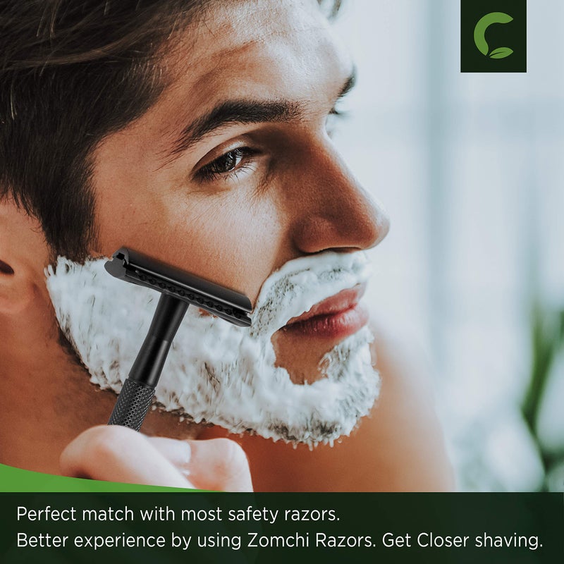ZOMCHI Safety Razor for Men with 5 Double Edge Safety Razor Blades, One Blade Safety Razor, Metal Razor Zero Waste â€“ Black - Image 4